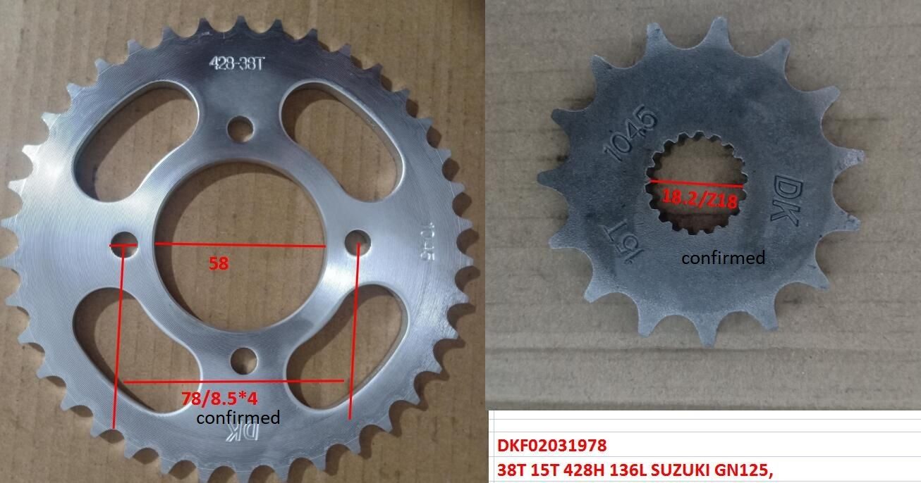 KIT DE TRACCION 38T 15T 428H 136L SUZUKI GN125,