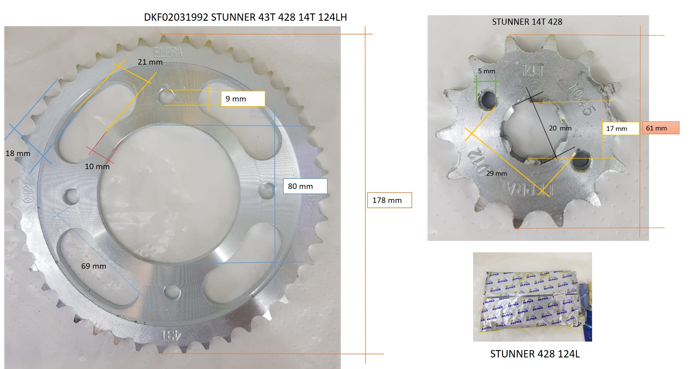KIT DE TRACCION 43T 14T 428H 124L STUNNER