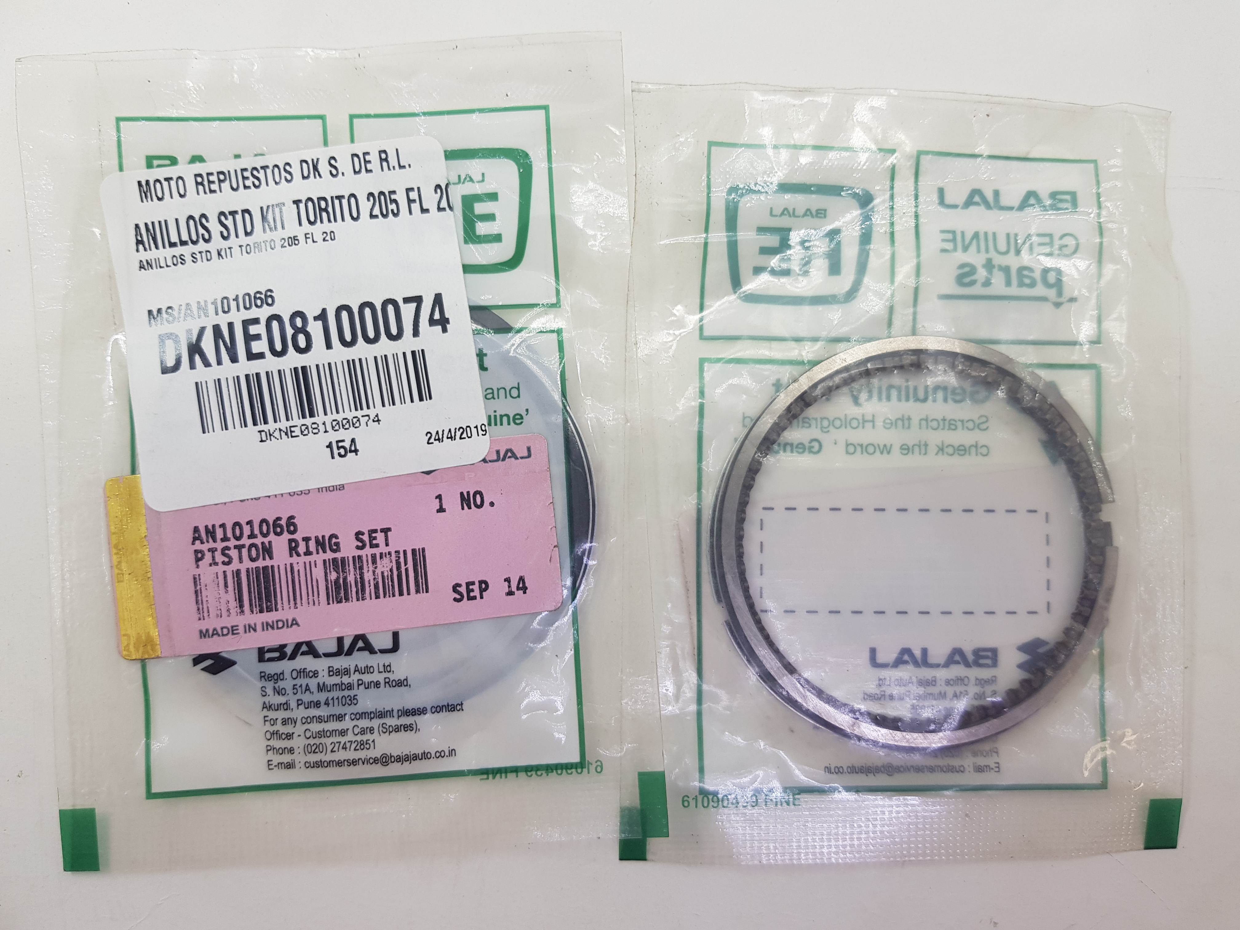 ANILLOS STD KIT TORITO 205 FL 2012