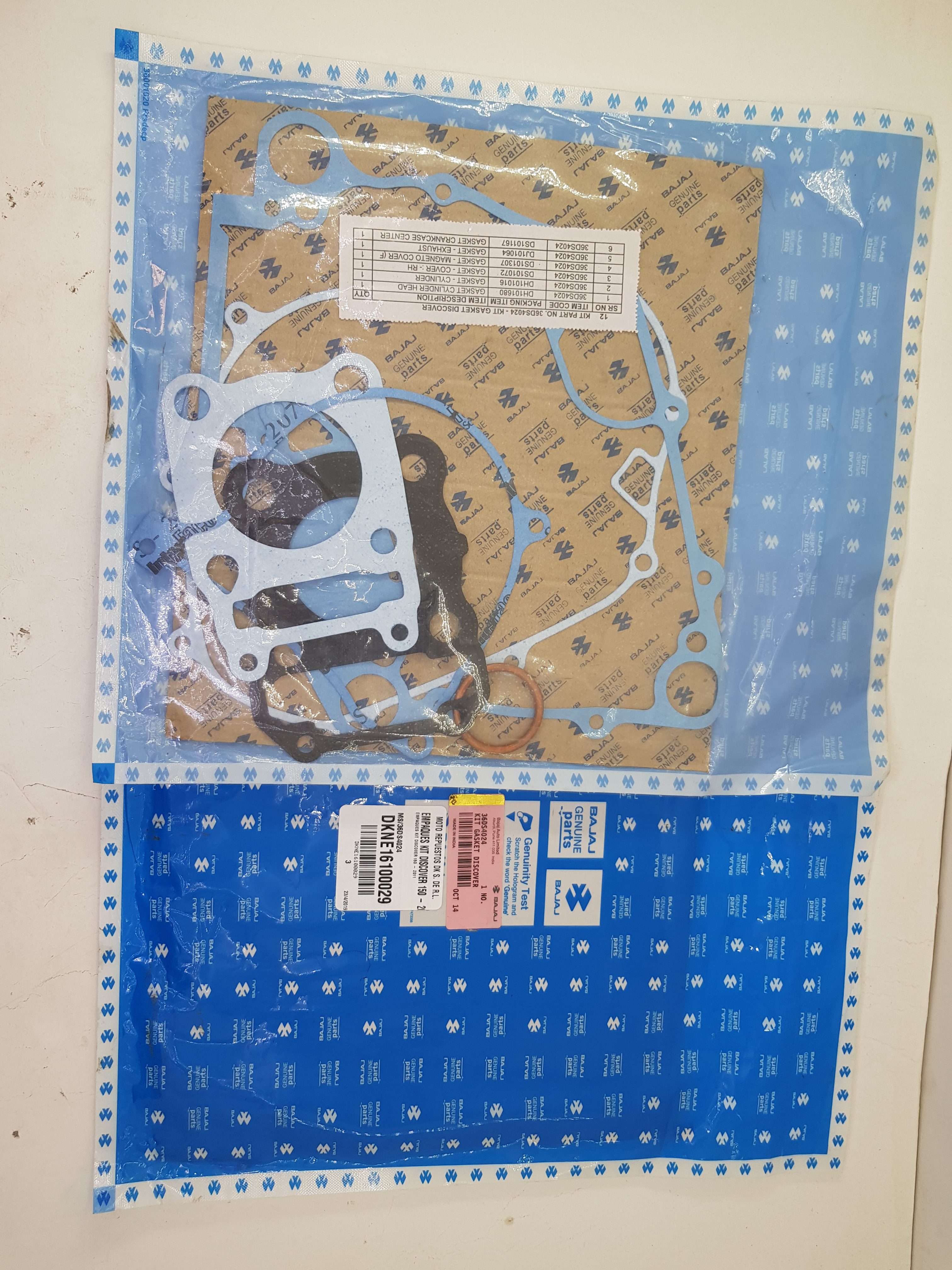 EMPAQUES KIT DISCOVER 150 - 2011