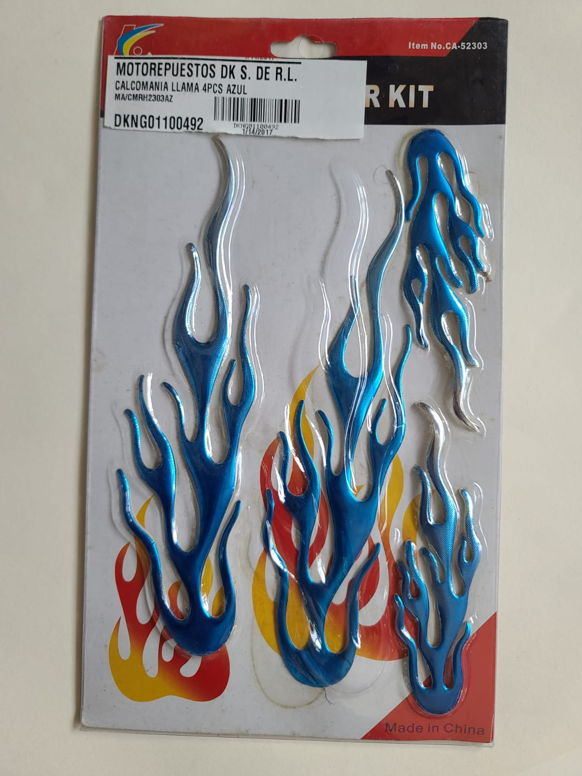 CALCOMANIA LLAMA 4PCS AZUL
