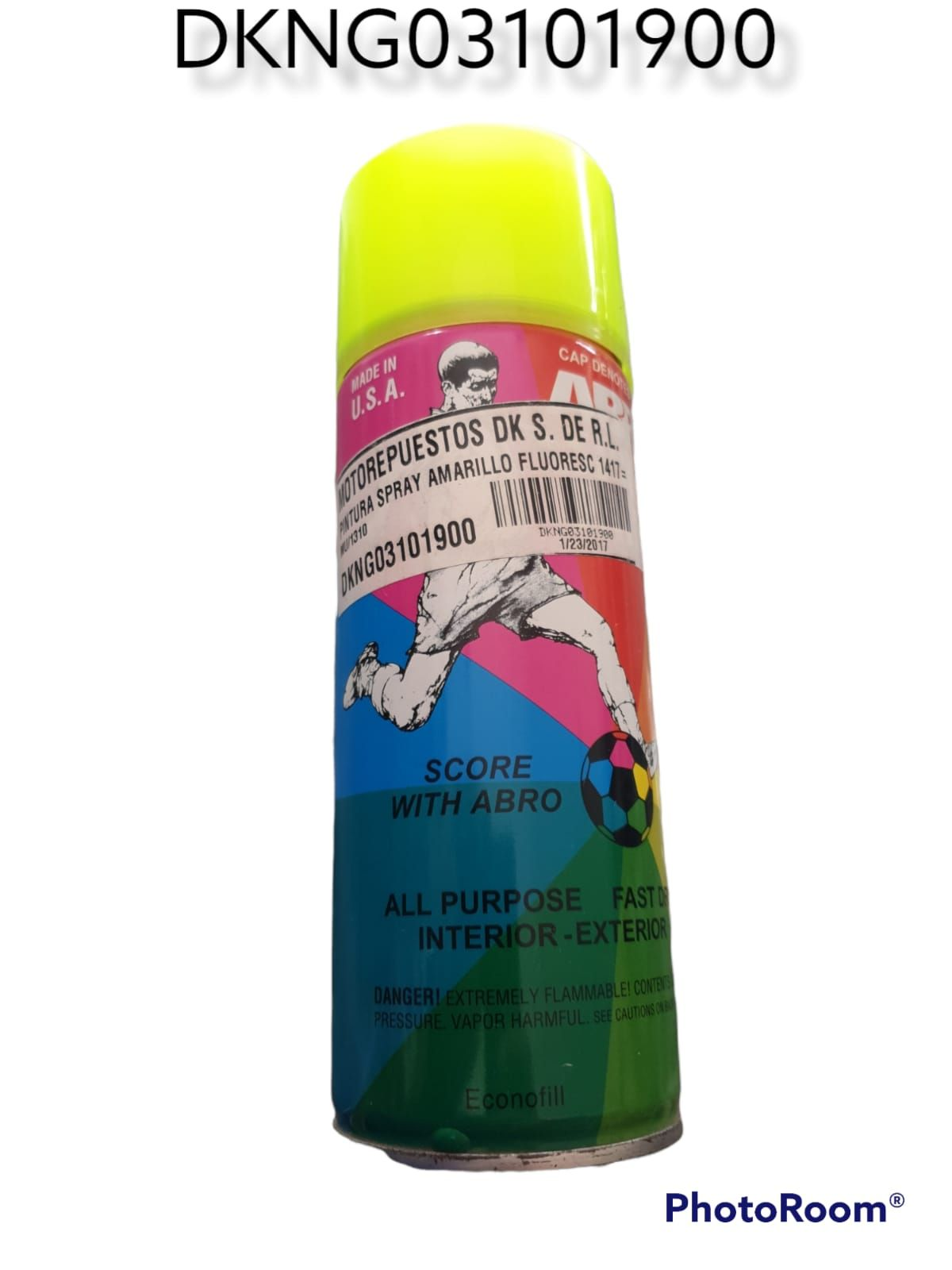 PINTURA SPRAY AMARILLO FLUORESC 1417=101 ABRO
