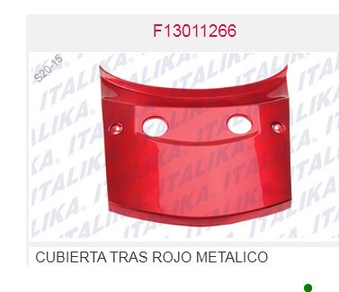 CUBIERTA TRASERA ROJO METALICO