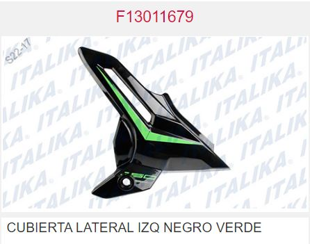 CUBIERTA LATERAL IZQ NEGRO VERDE