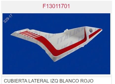 CUBIERTA LATERAL IZQ BLANCO ROJO