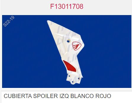 CUBIERTA SPOILER IZQ BLANCO ROJO