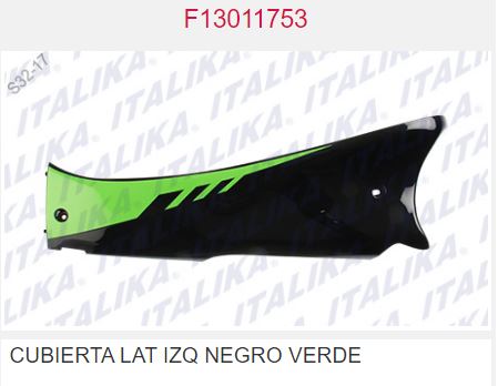 CUBIERTA LAT IZQ NEGRO VERDE