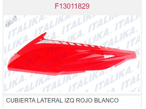 CUBIERTA LATERAL IZQ ROJO BLANCO